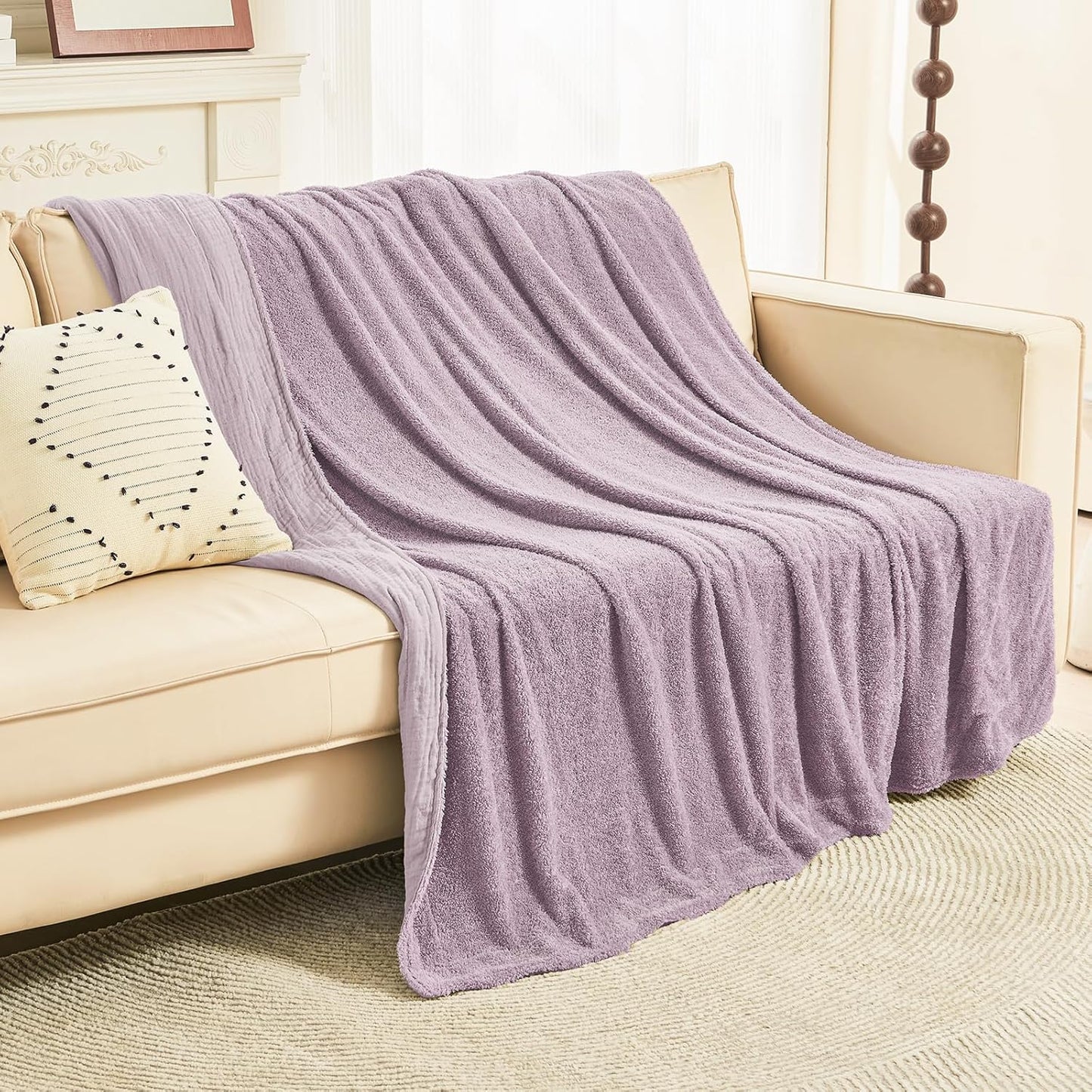 EMME Muslin and Fleece Twin Blanket Reversible for All Seasons