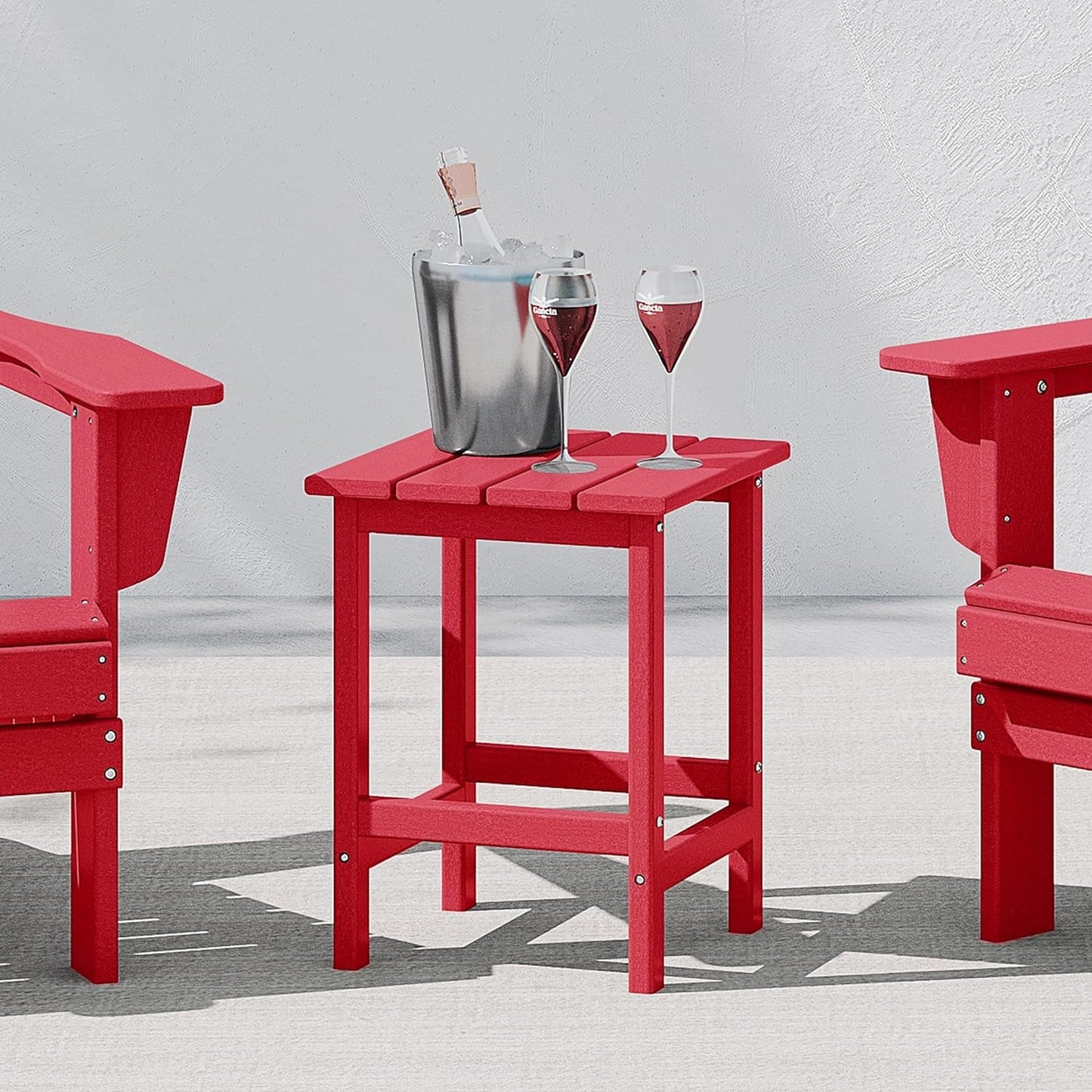 Malibu Square Outdoor Side Table for Adirondack Chair, Red