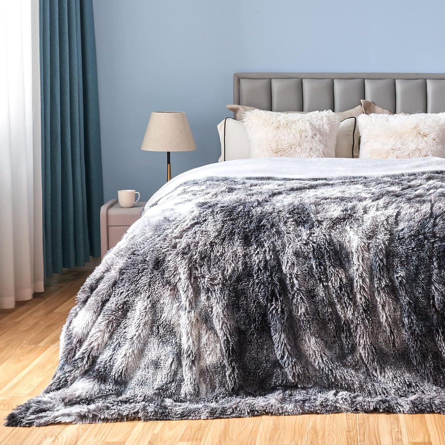 Fuzzy Faux Fur Throw Blanket Queen Size for Cozy Comfort