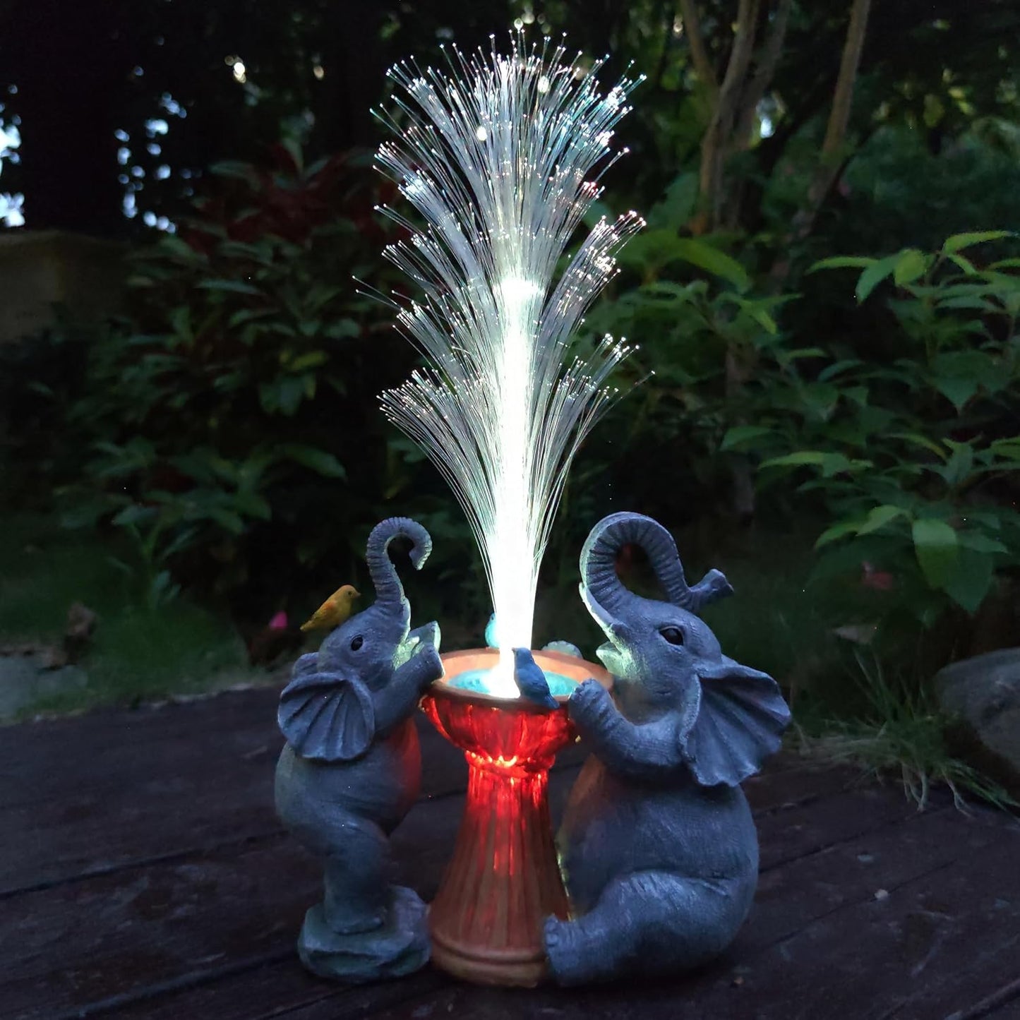 Elephant Statue Solar Garden Decor with Color Changing Lights