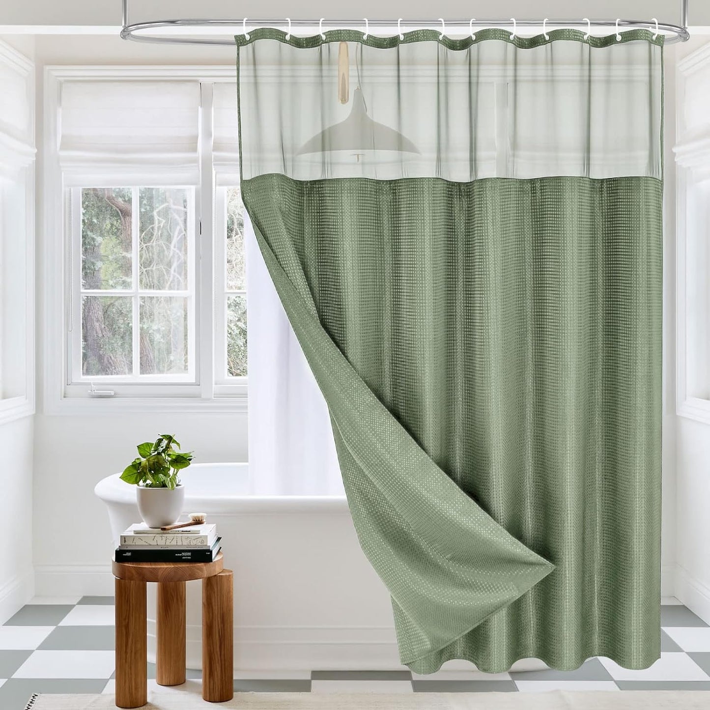 Spa-Worthy Sage Green Shower Curtain Set