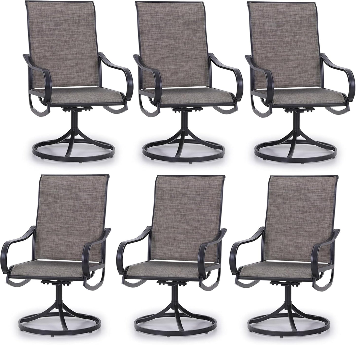 PHI VILLA Patio Swivel Dining Chairs Set of 6 for Outdoor Use