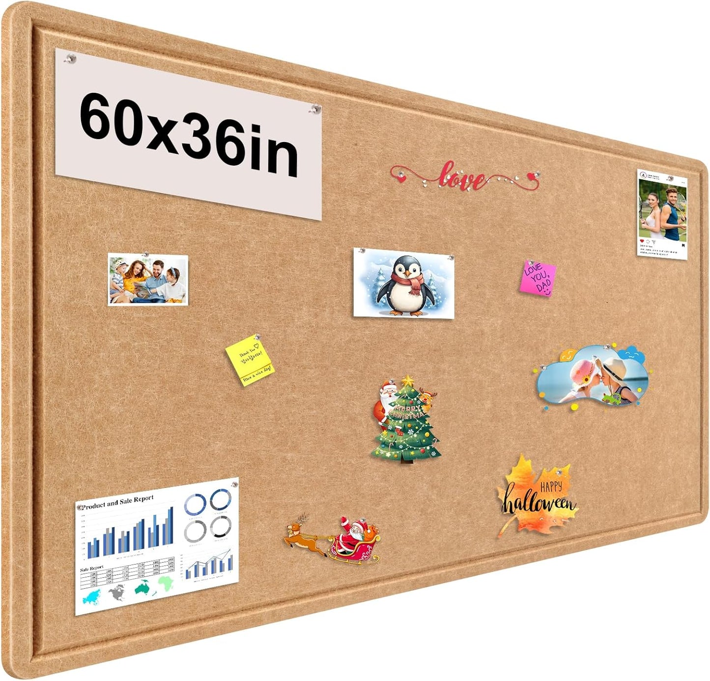 Large Bulletin Board Foldable 60x36 Inches Stylish Felt Board