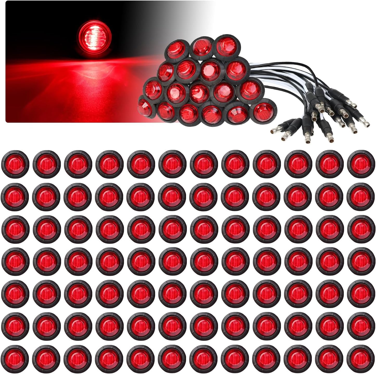 TMH 3/4 Inch Mini Red Light 3 LED for Trucks and Trailers