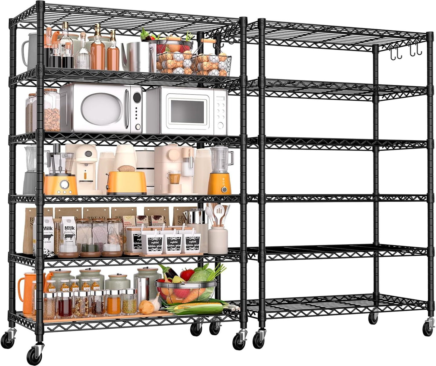 PrimeZone 6 Tier Wire Shelving with Wheels for Storage