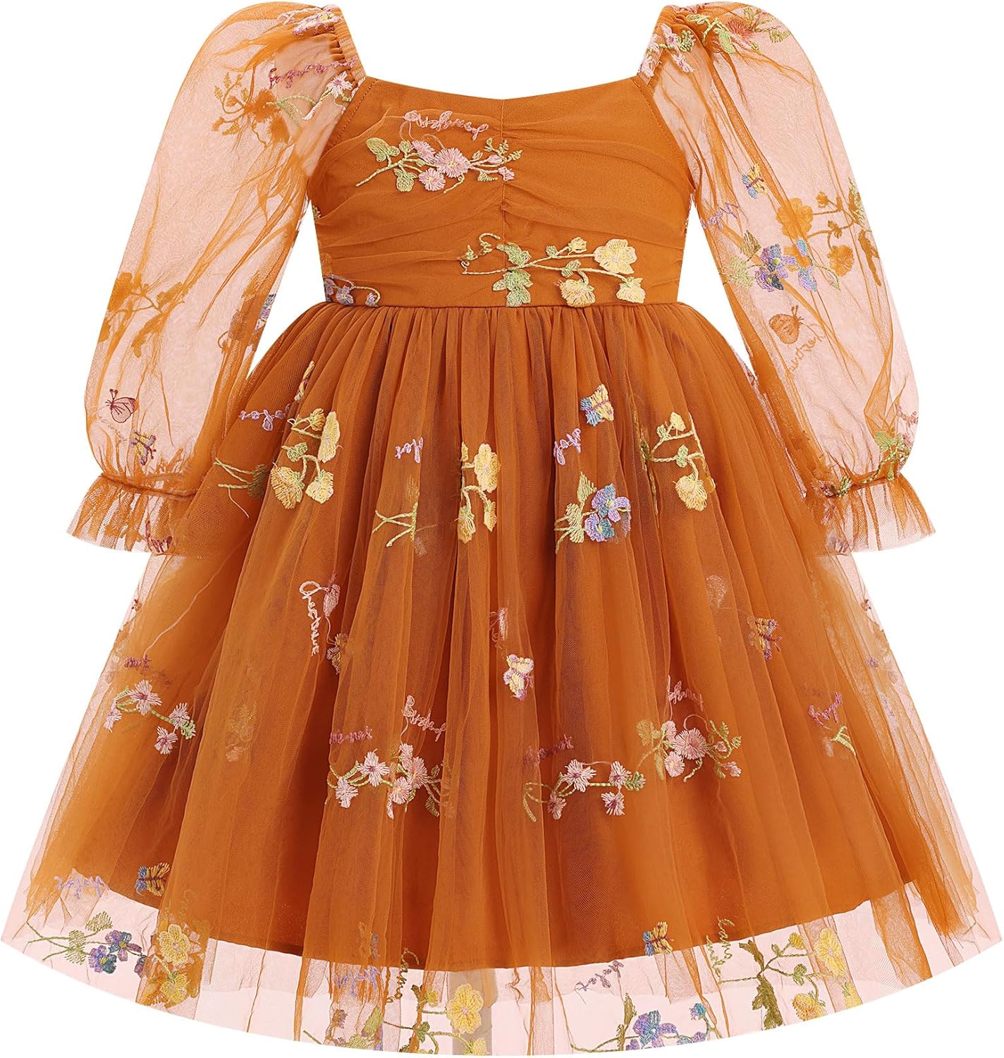 Toddler Girl Birthday Dress Floral Confetti Tulle for Parties
