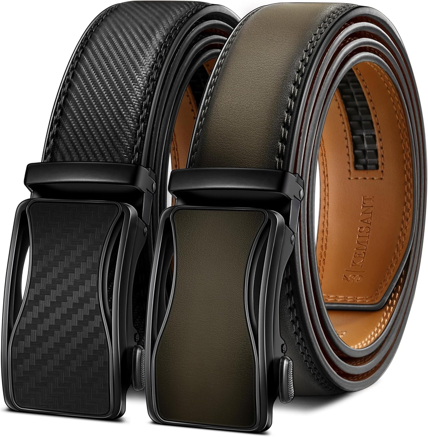 KEMISANT Mens Ratchet Belt - Adjustable Sliding Dress Belt