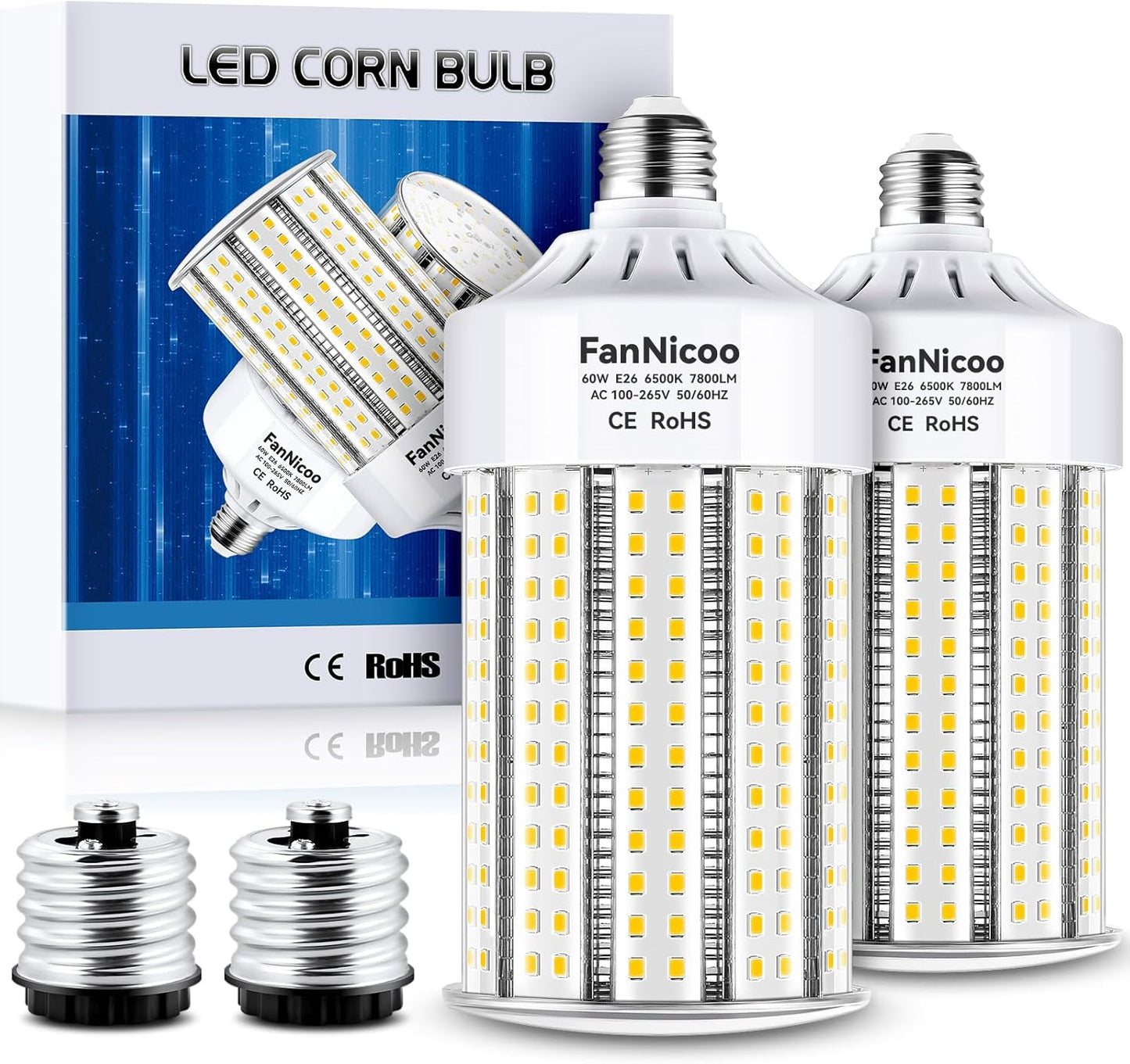 Super Bright 800W Equivalent LED Corn Light Bulb 2 Pack