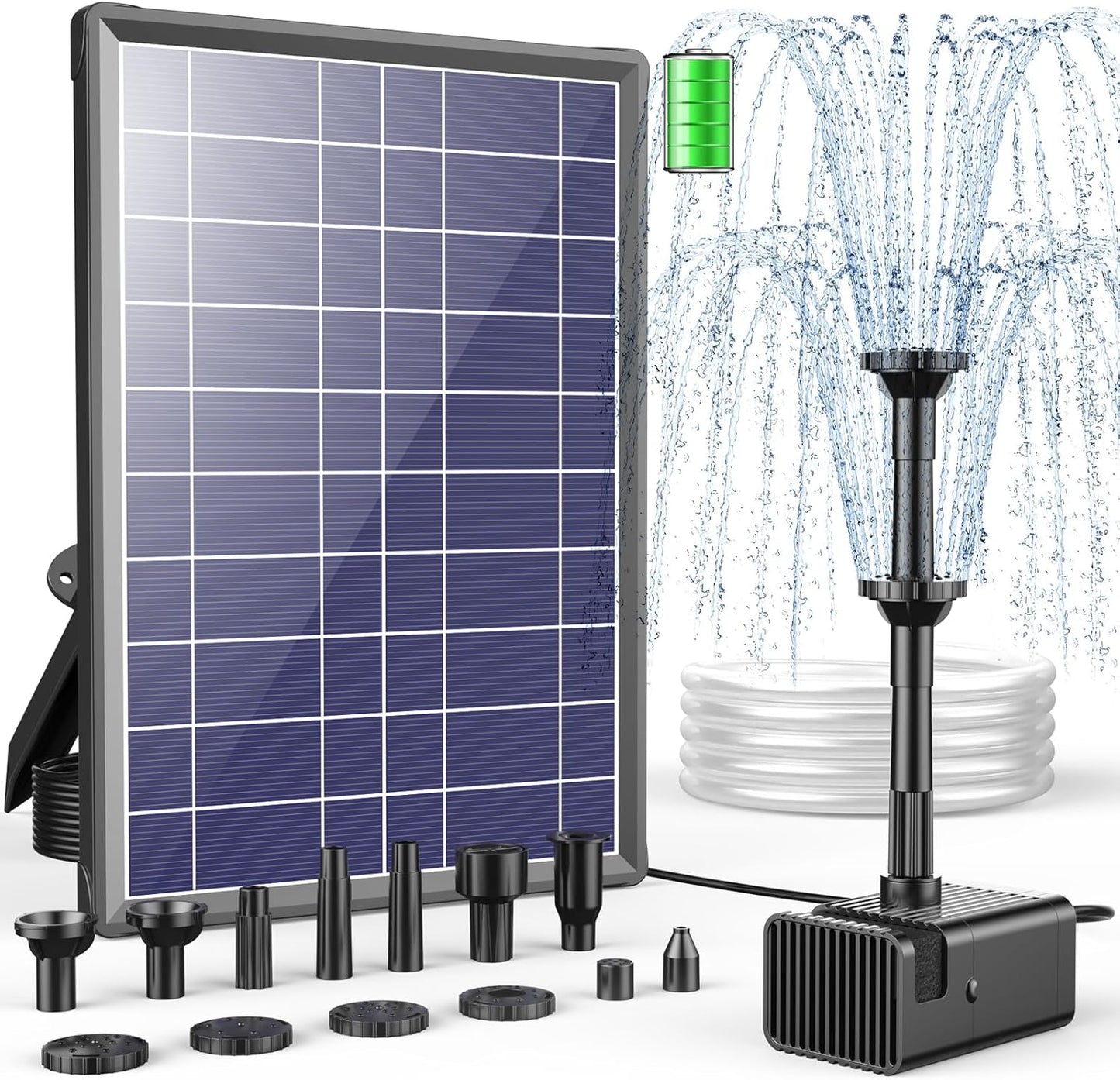 Antfraer Solar Fountain Pump with 3000mAh Battery Backup