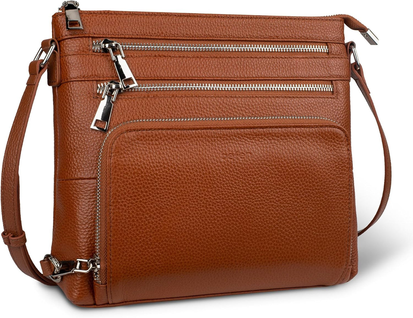 Genuine Leather Crossbody Bag with RFID Protection for Women