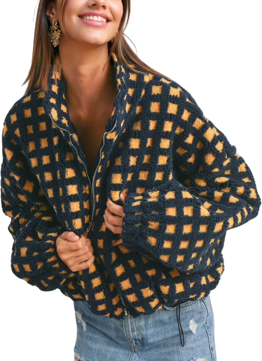 Esmeling Womens Long Sleeve Cropped Sherpa Fleece Jacket Review