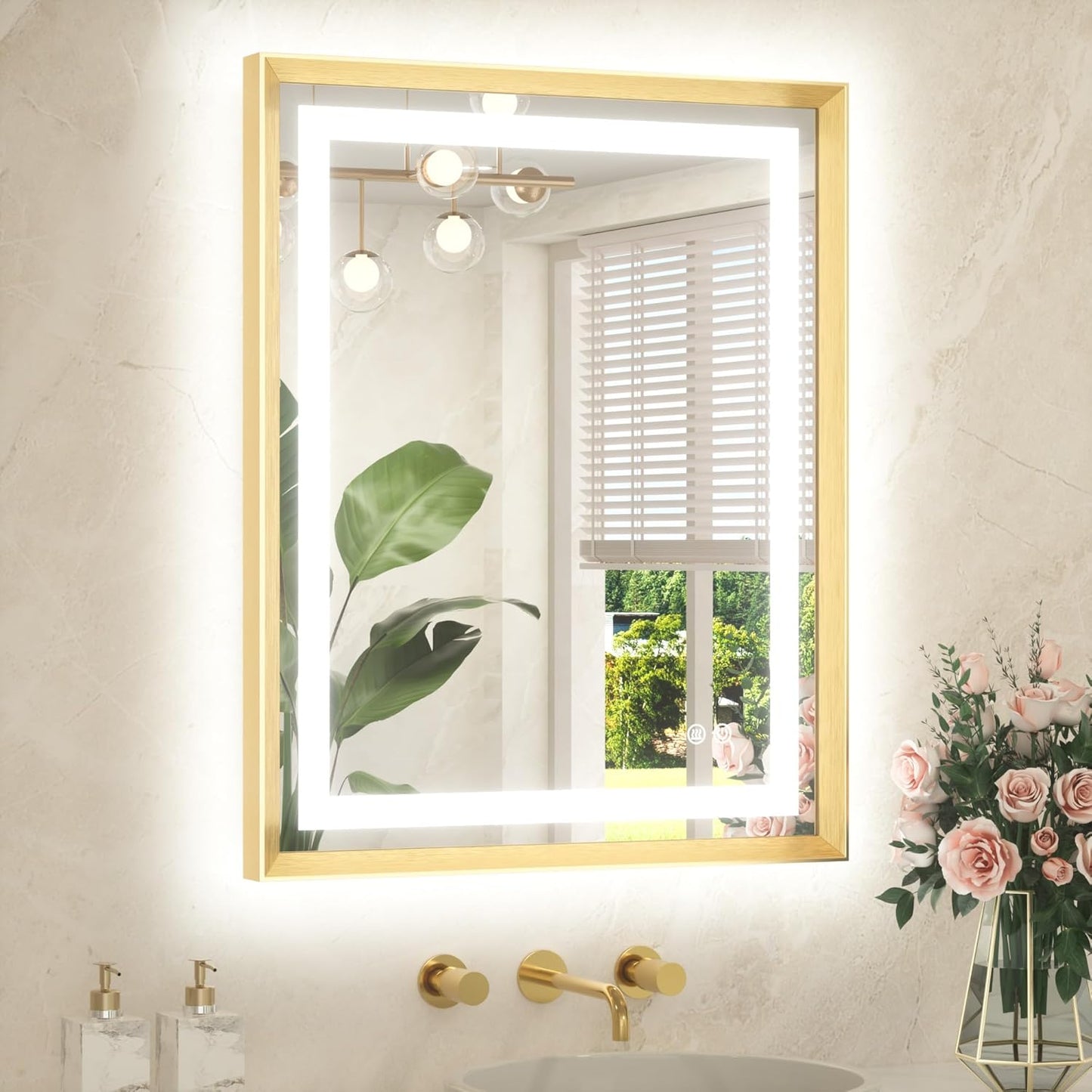 TETOTE 24 x 30 Bathroom Mirror with Brushed Gold Metal Frame