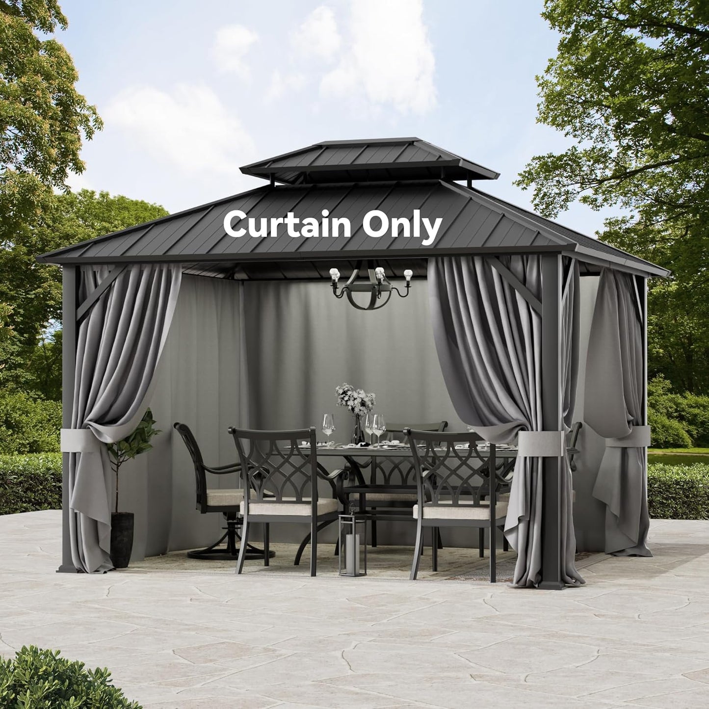 Universal 4-Panel Gazebo Curtain Replacement for Outdoor Privacy