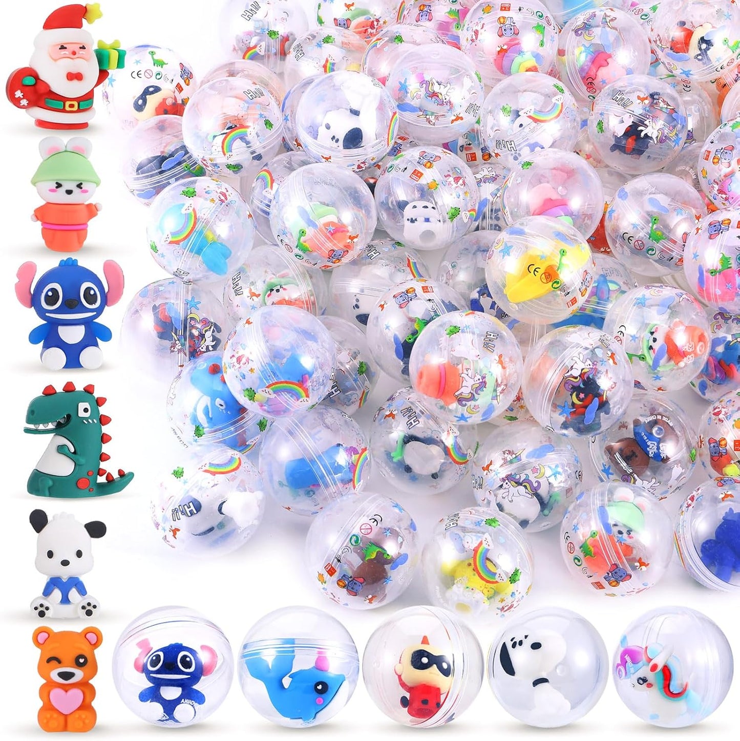 100 Pack Gumball Vending Machine Capsules with Mini Toys