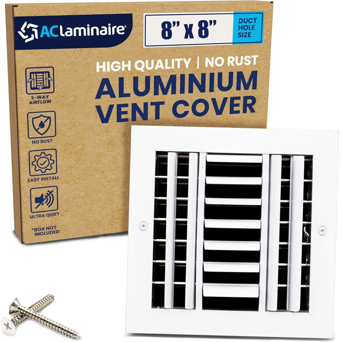 8x8 Inch Aluminum 3-Way Air Flow Vent Cover for Ceiling Use