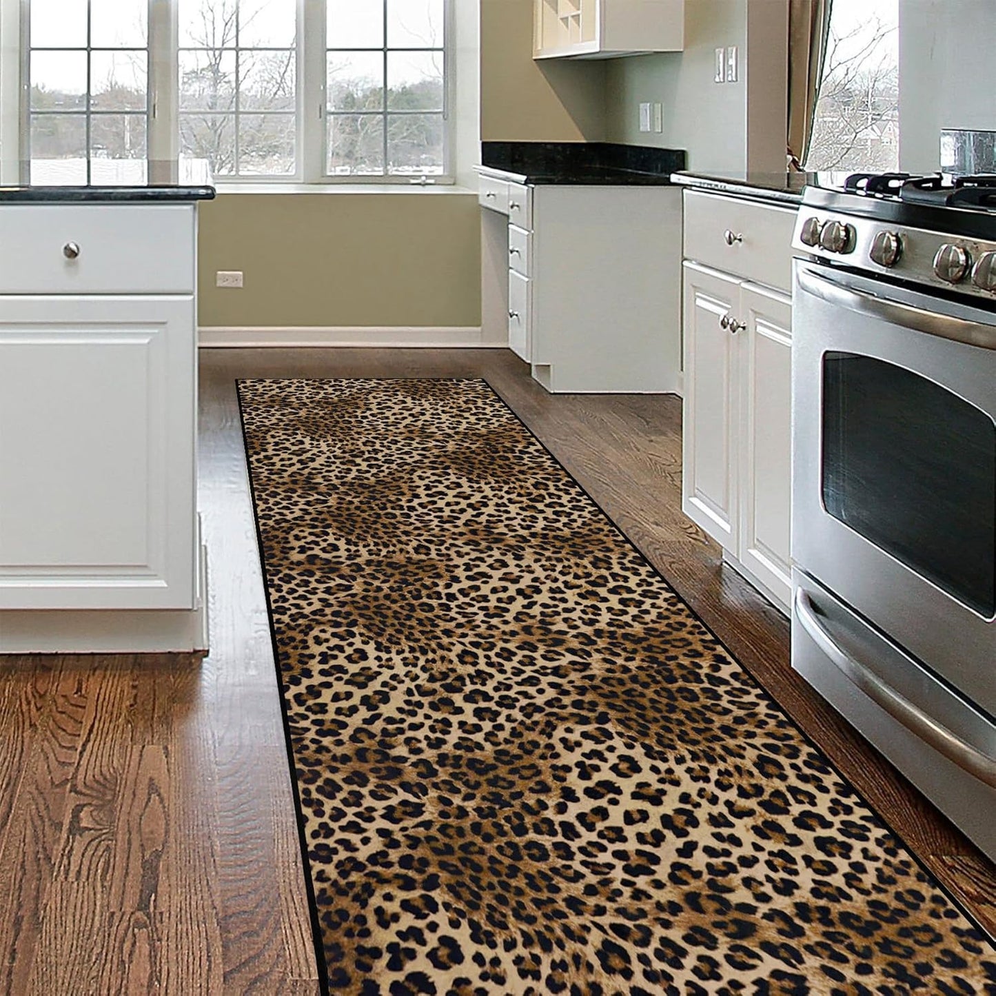 Leopard Rug 2x8 Modern Print Hallway Runner Rug for Indoor Decor