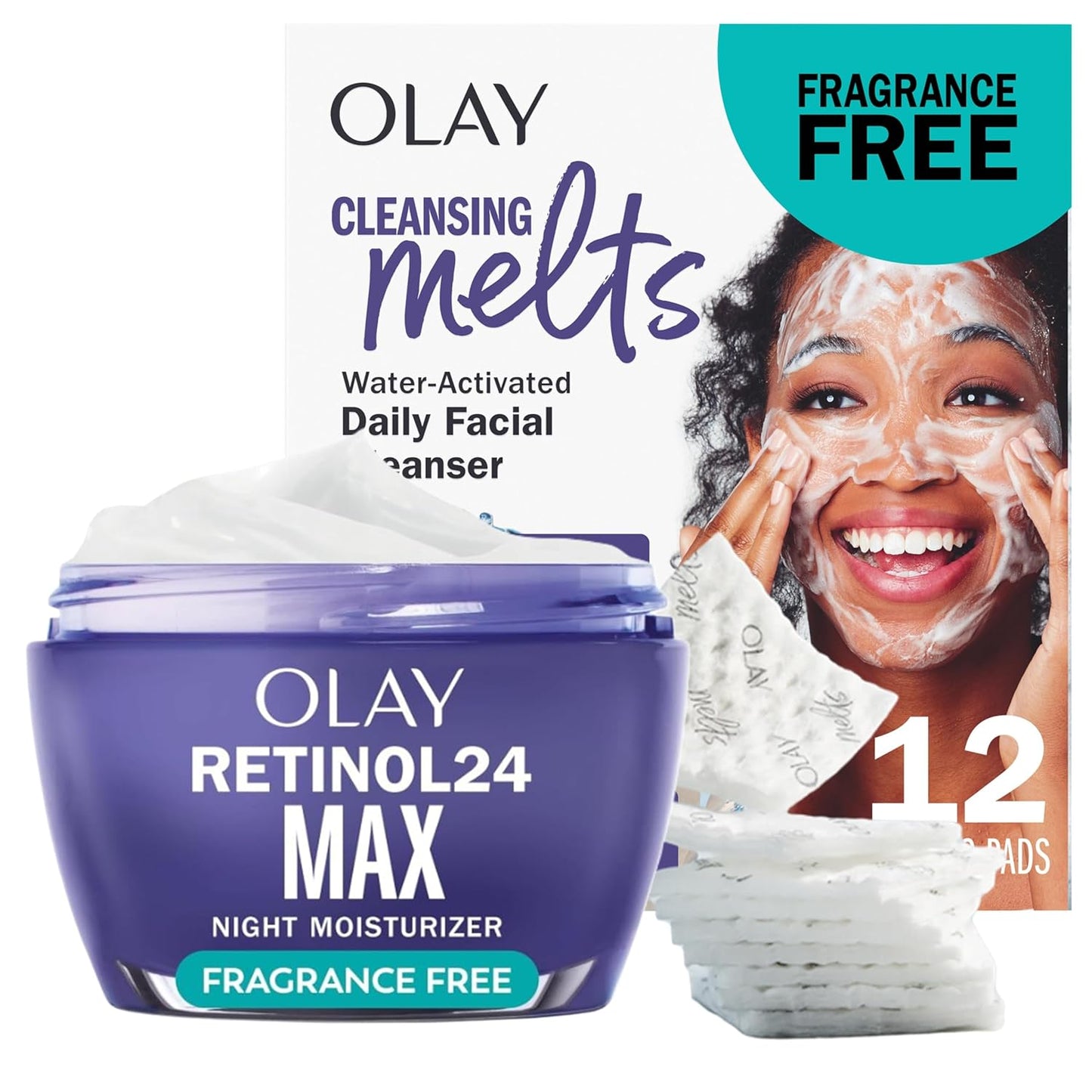 Olay Retinol Face Moisturizer & Cleansing Melts Bundle for Women