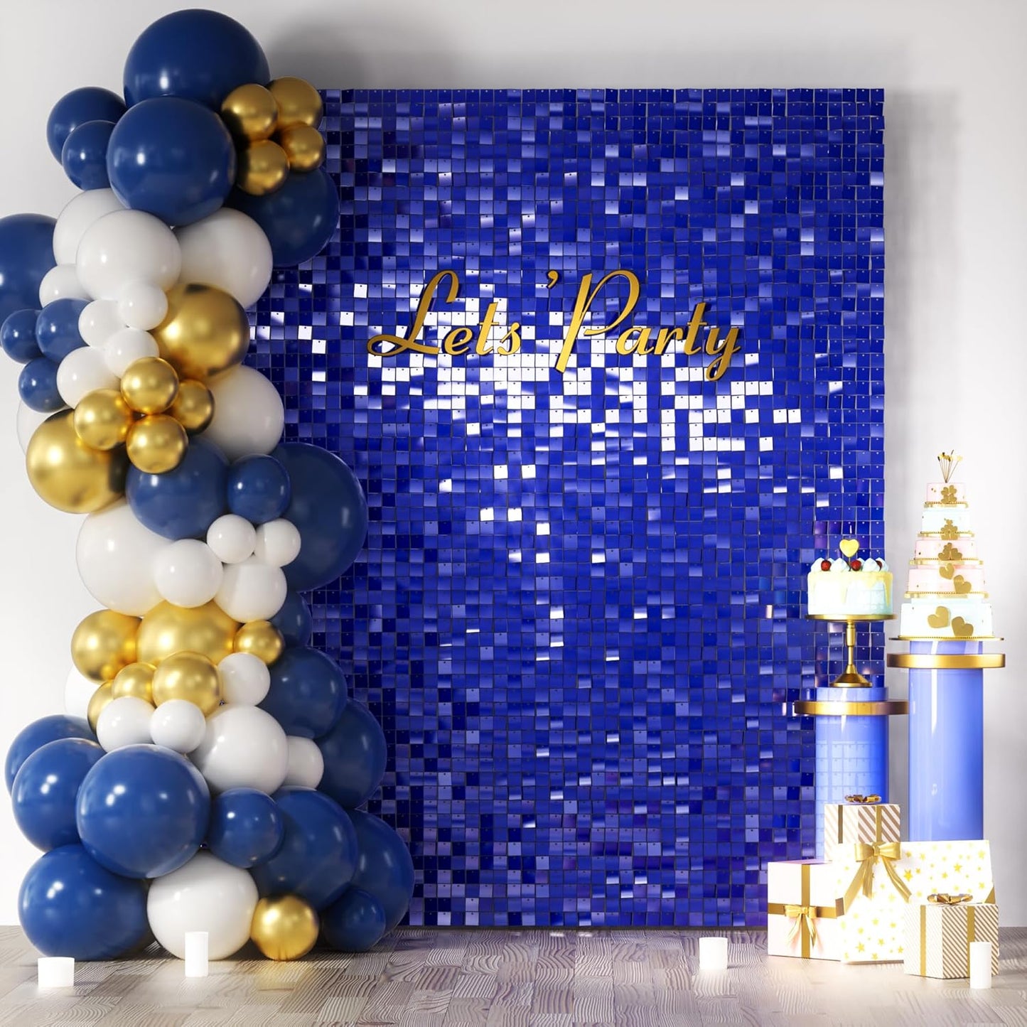 COKAOBE Blue Shimmer Wall Backdrop for Stunning Party Decor