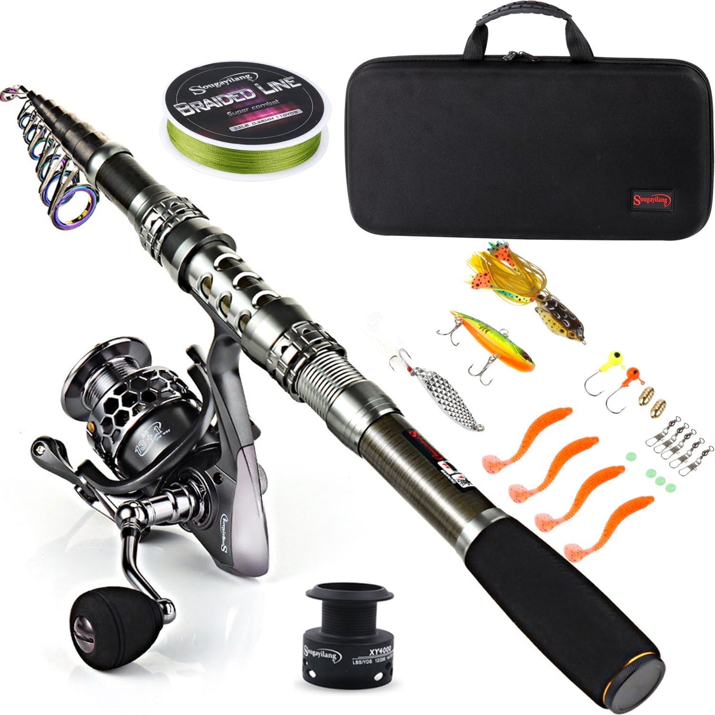 Sougayilang Fishing Rod Reel Combo for Travel Fishing Adventures