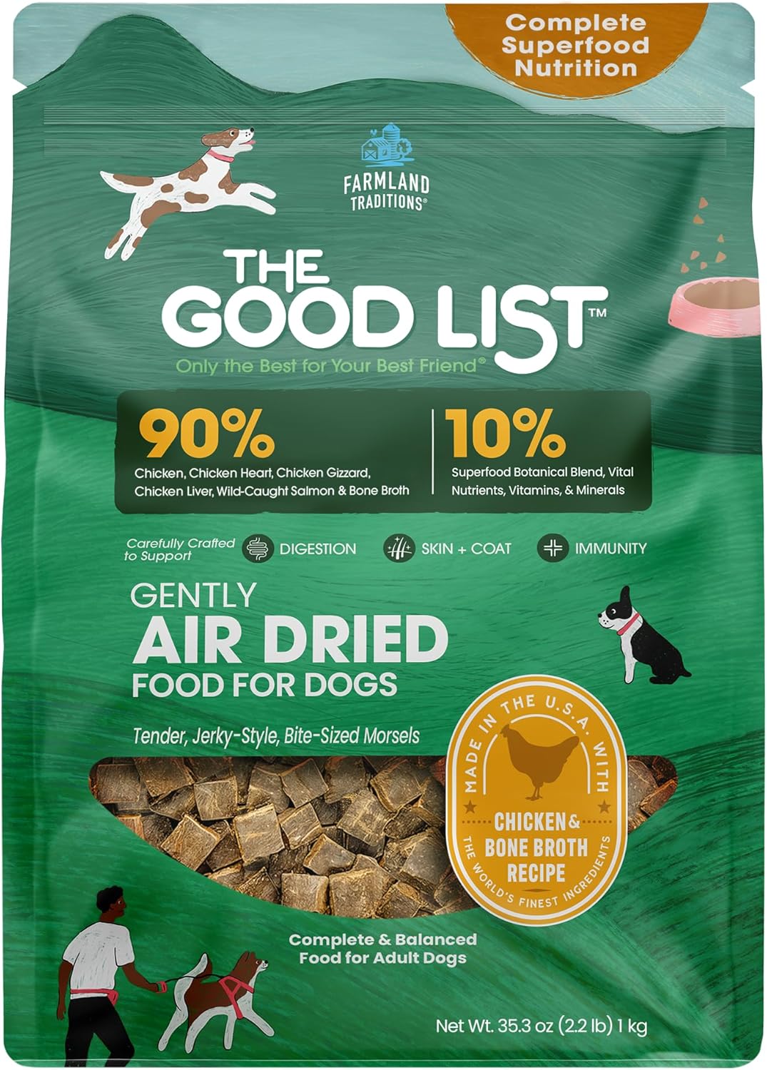 Premium Chicken & Bone Broth Air-Dried Dog Food for Dogs