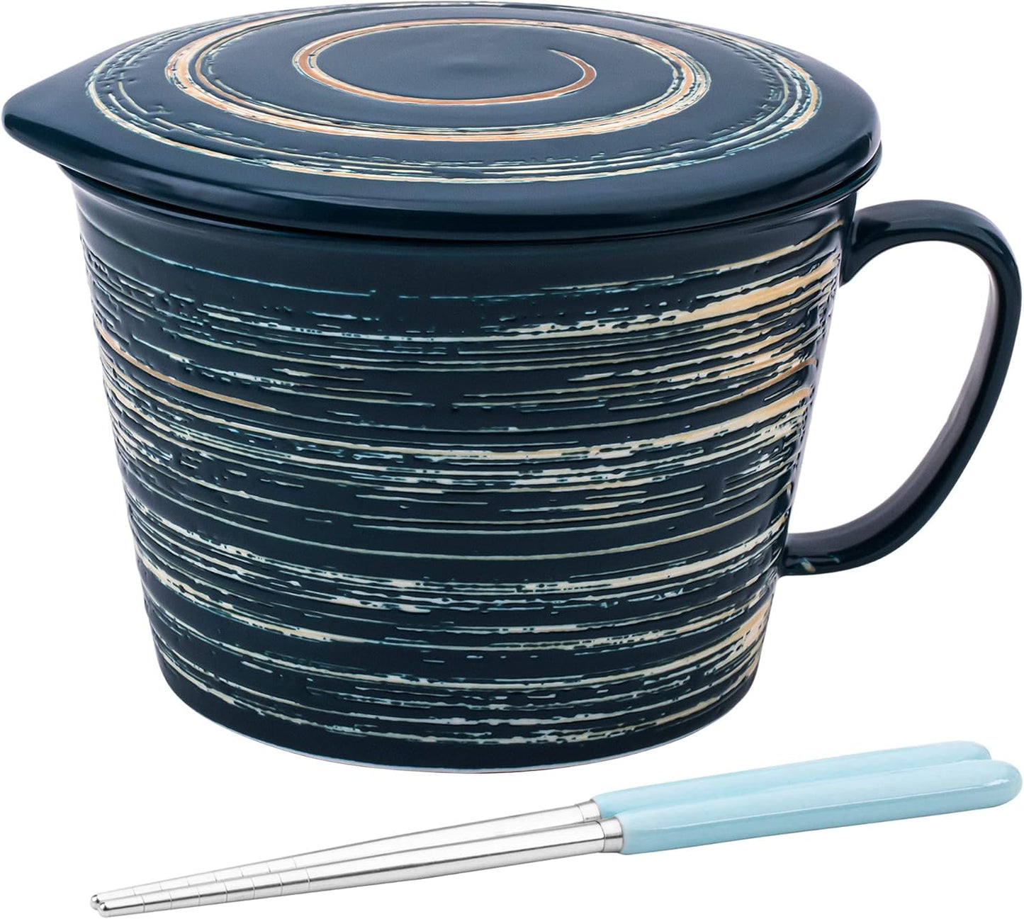 Large Ceramic Ramen Bowl Set with Lid - Cook Authentic Ramen Easily!