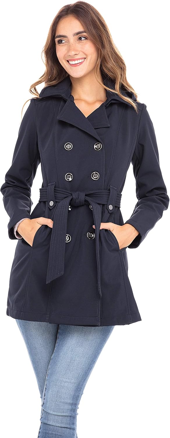 Sebby Collection Women's Soft Shell Trench Coat for All Seasons