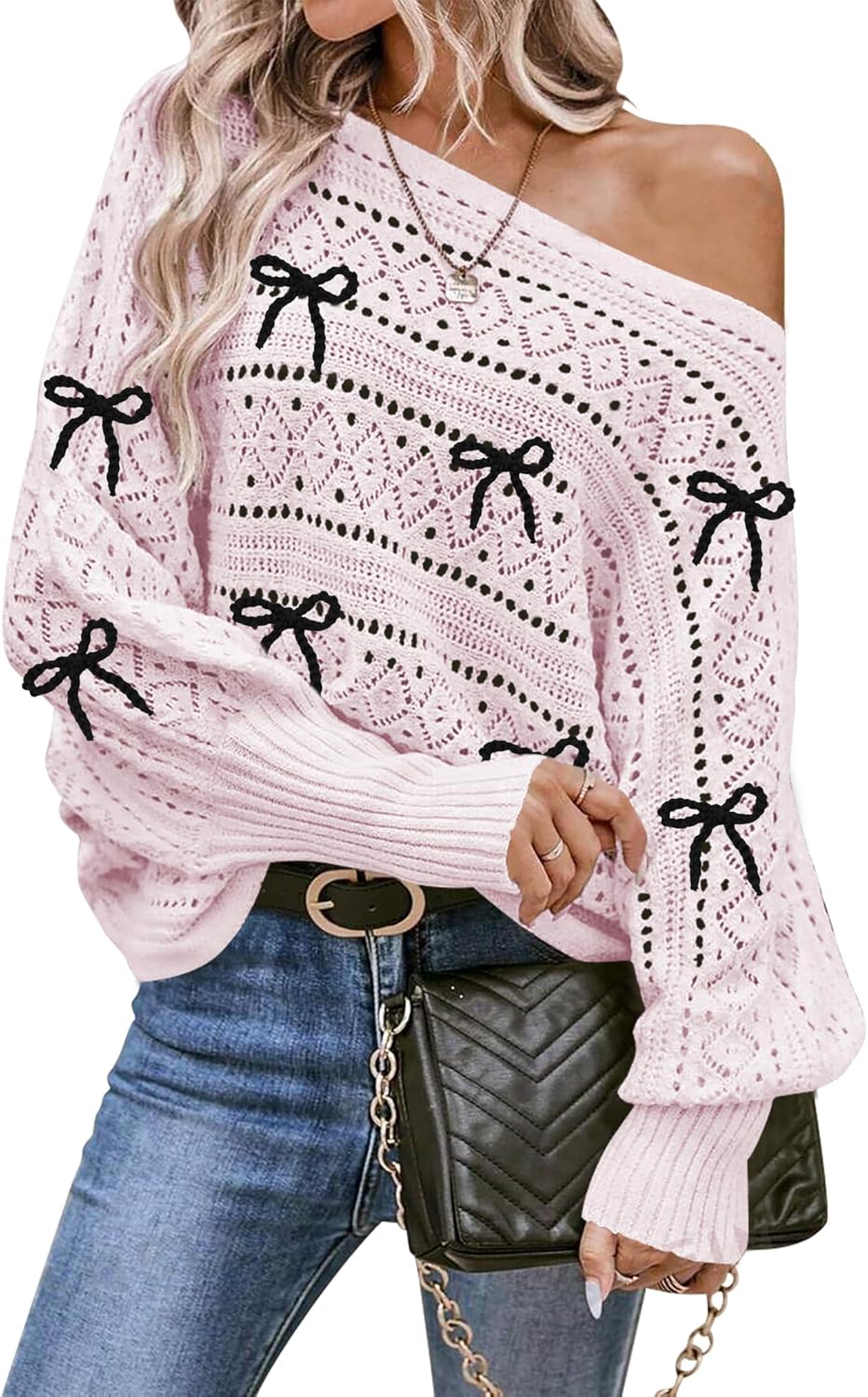 Cakulo Womens Off Shoulder Sweater Top for Trendy Fall Fashion