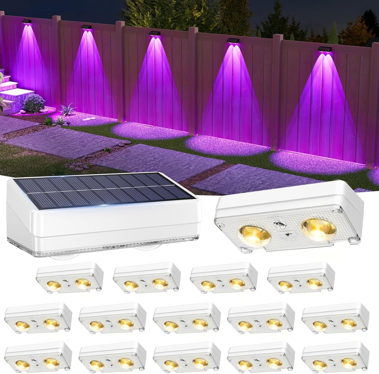VOLISUN Solar Fence Lights 16 Pack for Outdoor Illumination