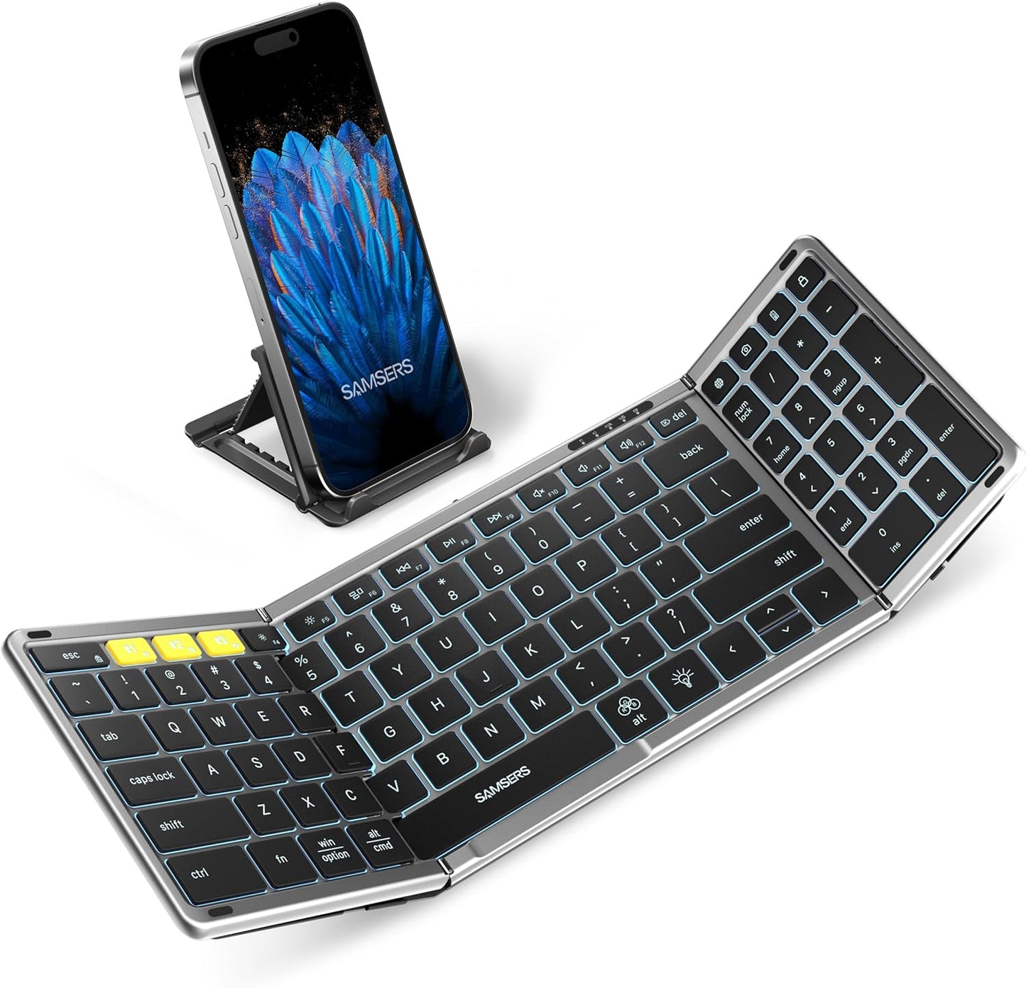 Samsers Foldable Bluetooth Keyboard: Portable Backlit Efficiency