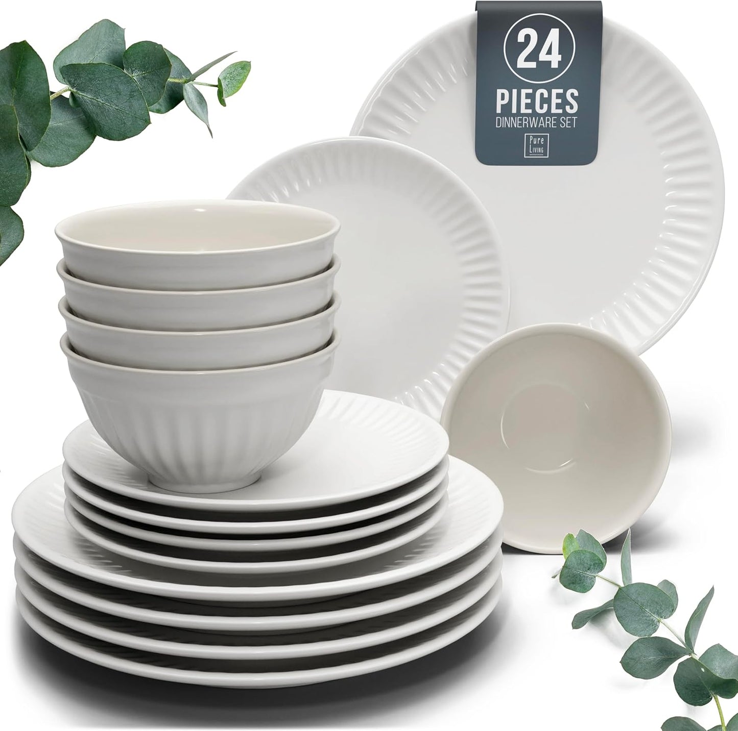 Stoneware Dinnerware Set for 8 People - Elegant Scandi Design