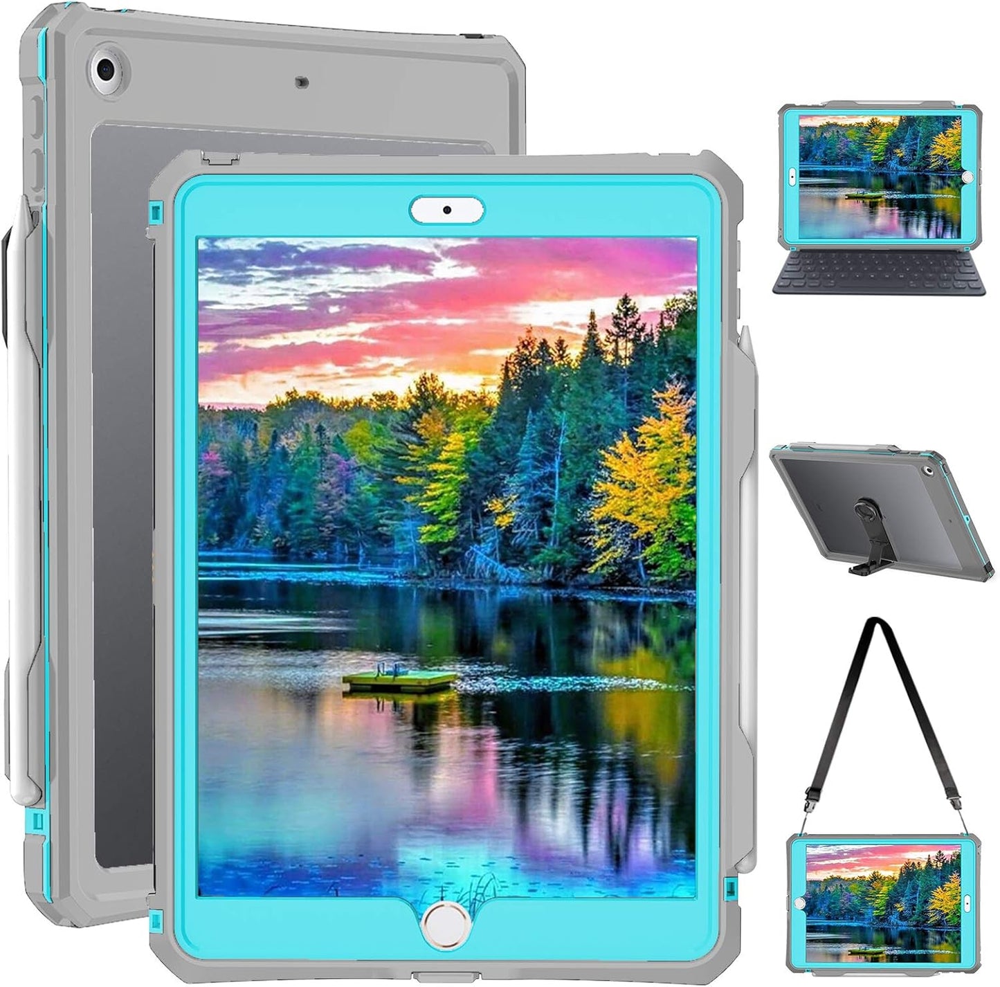Waterproof iPad 10.2 Case with Built-in Screen Protector