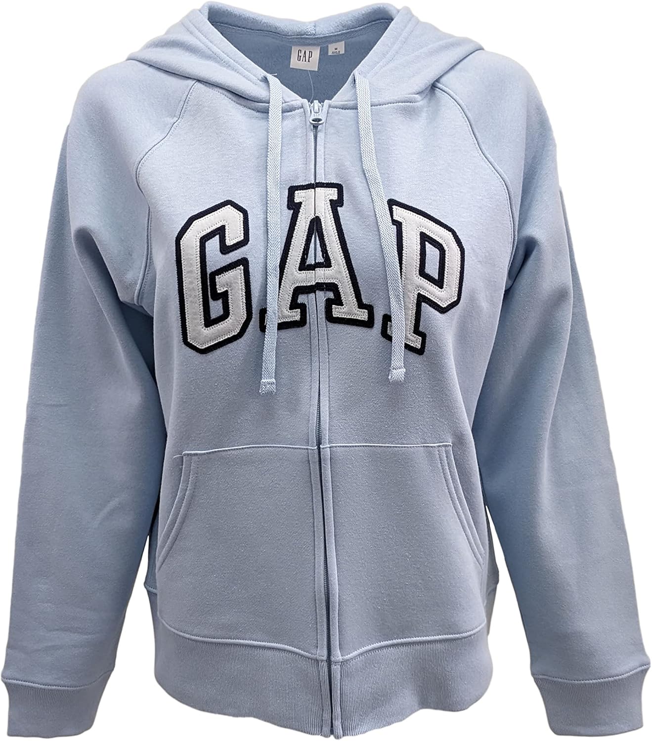 GAP XXL Fleece Hoodie in Light Blue - Cozy Logo Zip-Up