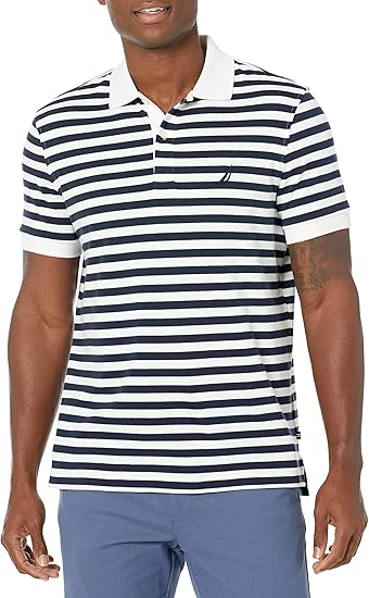Nautica Men's Classic Fit Cotton Soft Short Sleeve Stripe Polo