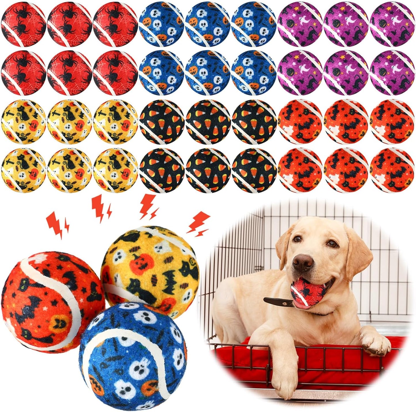 36 Pcs Dog Squeaky Tennis Balls for Interactive Playtime Fun