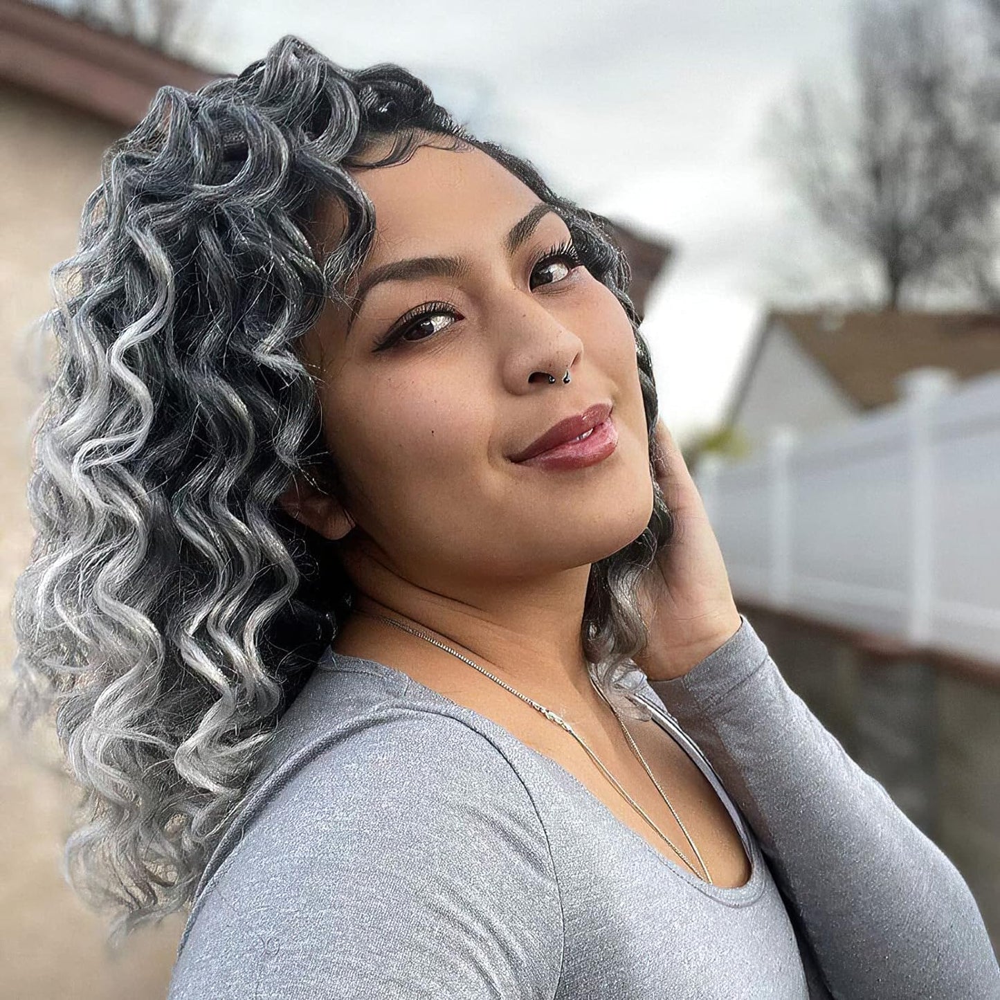 Toyotress Ocean Wave Crochet Hair - 12 Inch Ombre Gray Style