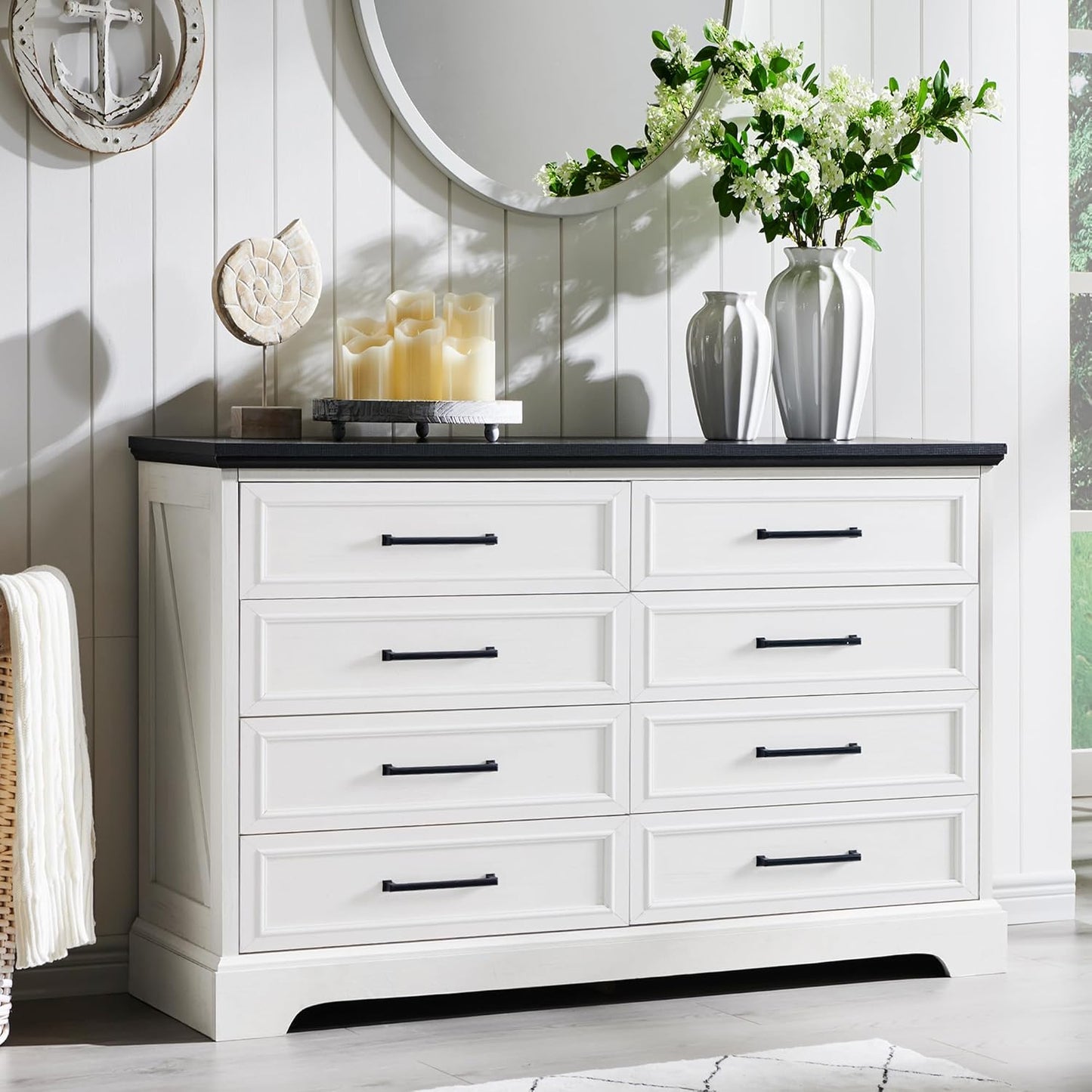 Farmhouse 8 Drawers Dresser Chest for Bedroom and Living Room