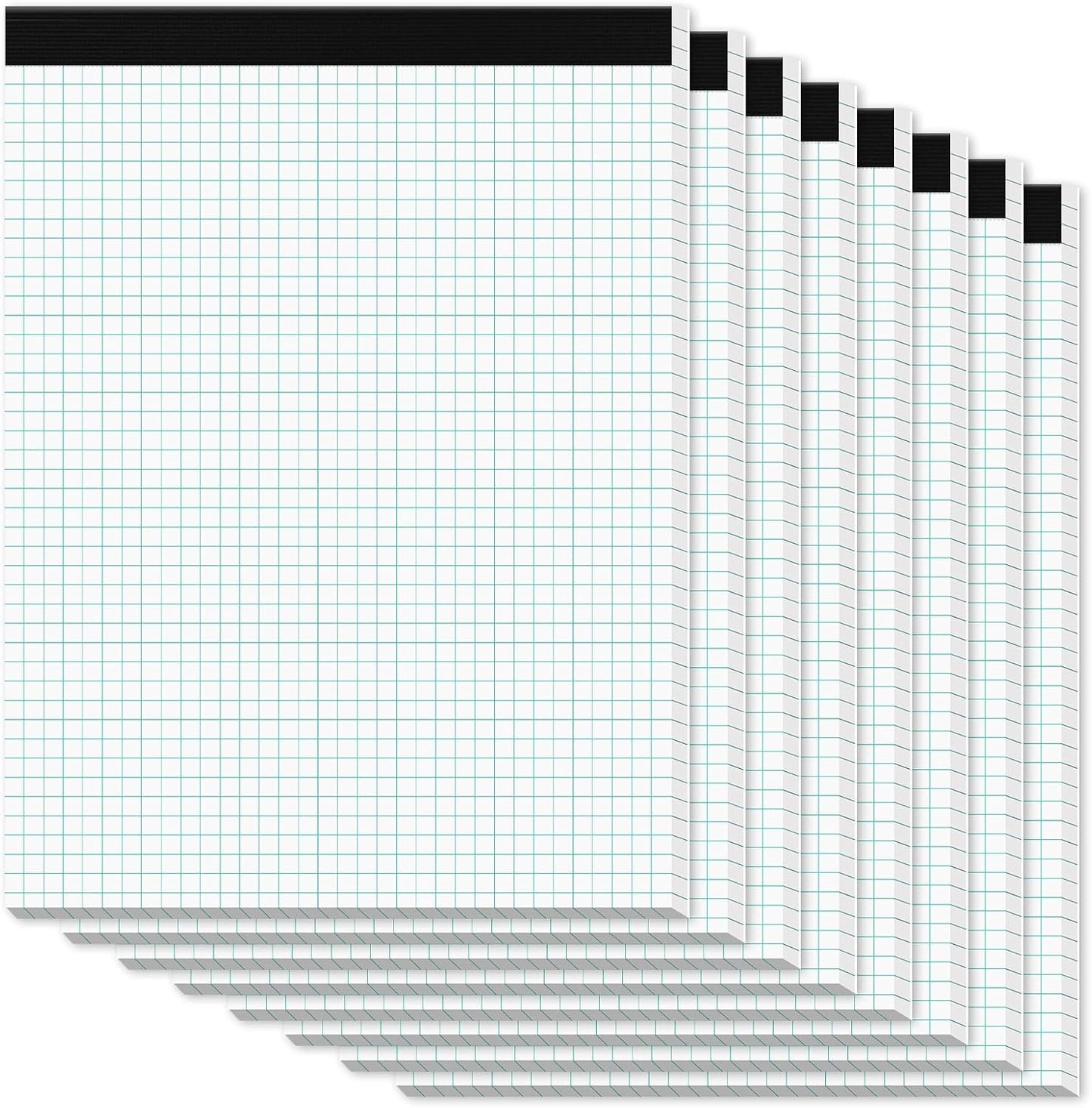 Zaviko 8.5x11 Quad Grid Paper Pads - Easy Tear Off - 8 Pack