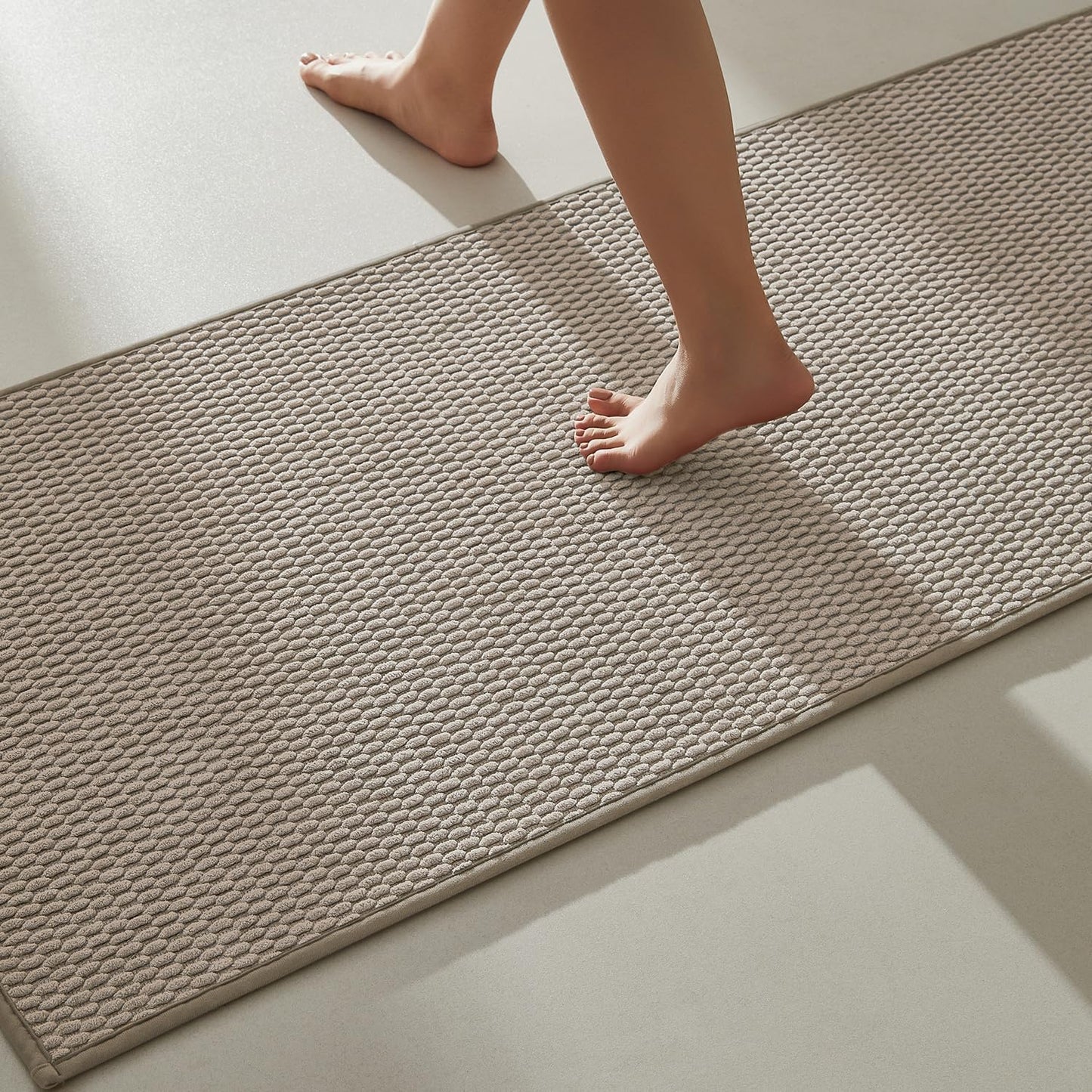 Bathroom Runner Rug, Thin Quick Dry Non Slip 24 x 60 Beige
