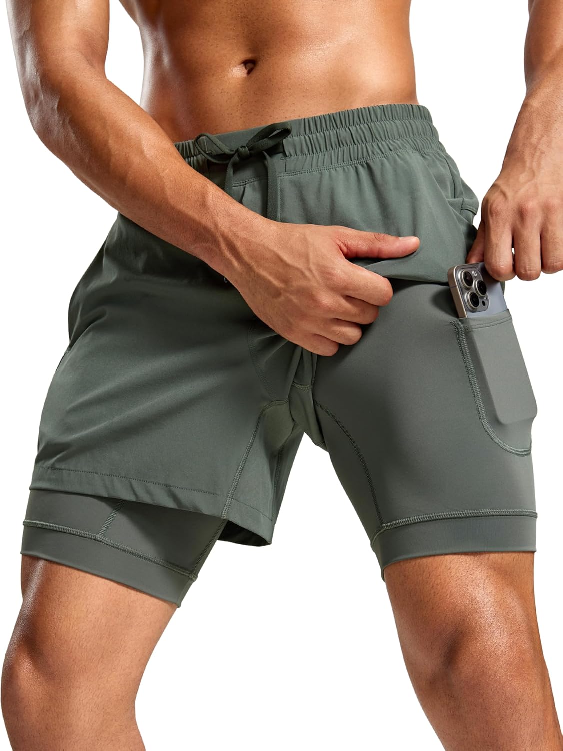 CRZ YOGA 2 in 1 Mens Athletic Shorts for Running and Gym