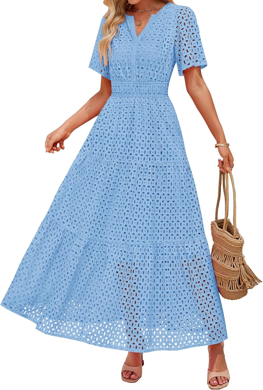 ZESICA Women's Summer Short Sleeve Maxi Dress for Any Occasion