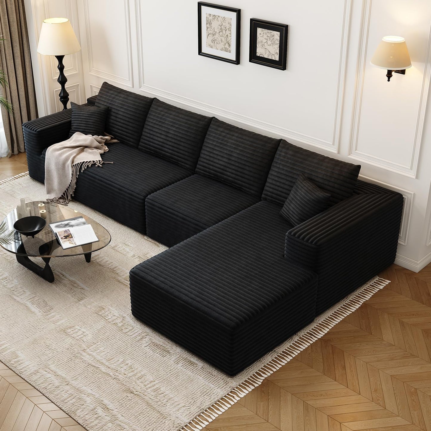 135.4in Cloud Modular Sectional Sofa with L-Shape Chaise