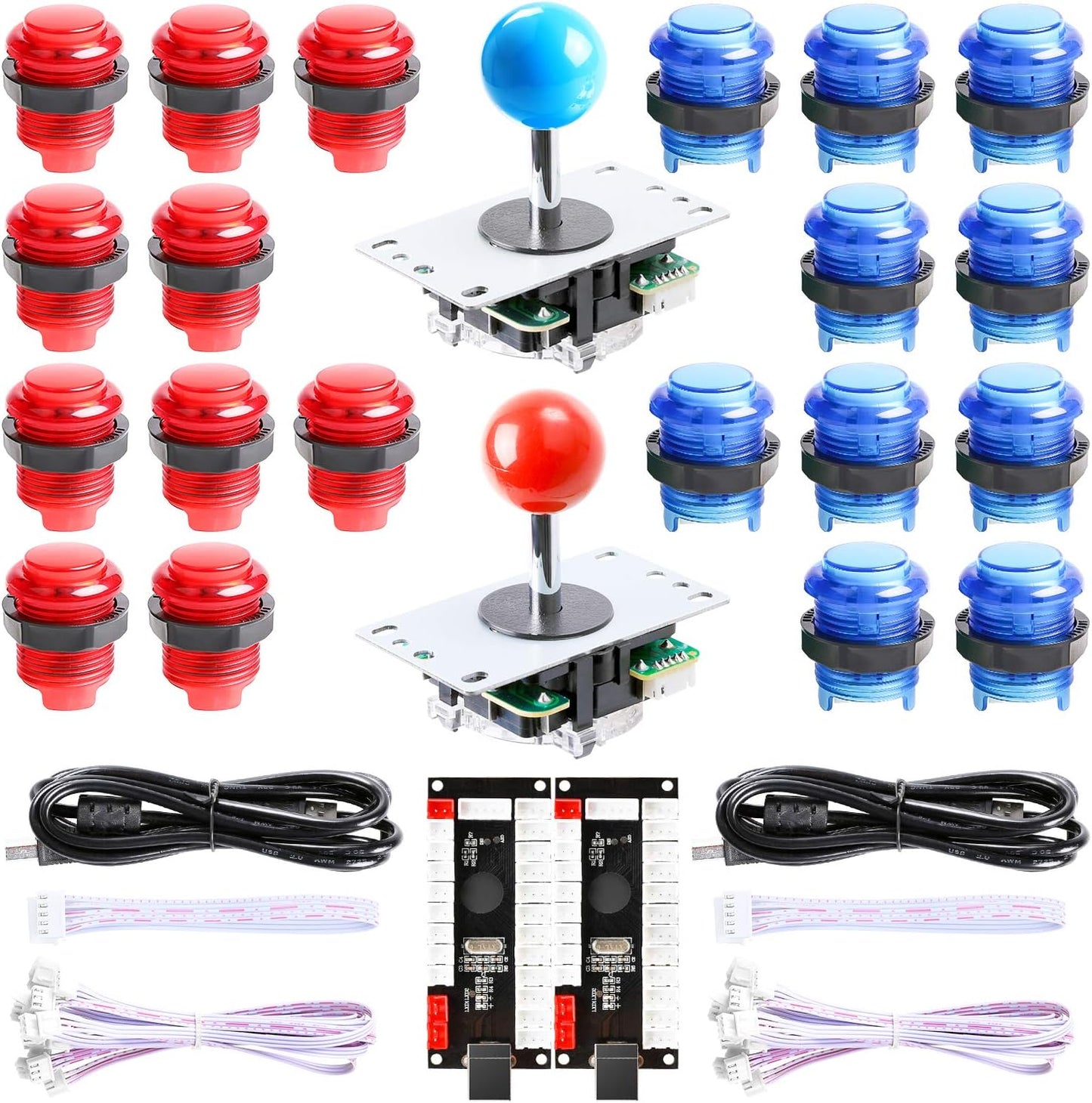 Hikig 2-Player DIY Kit with Zero Delay USB Encoder & Joysticks