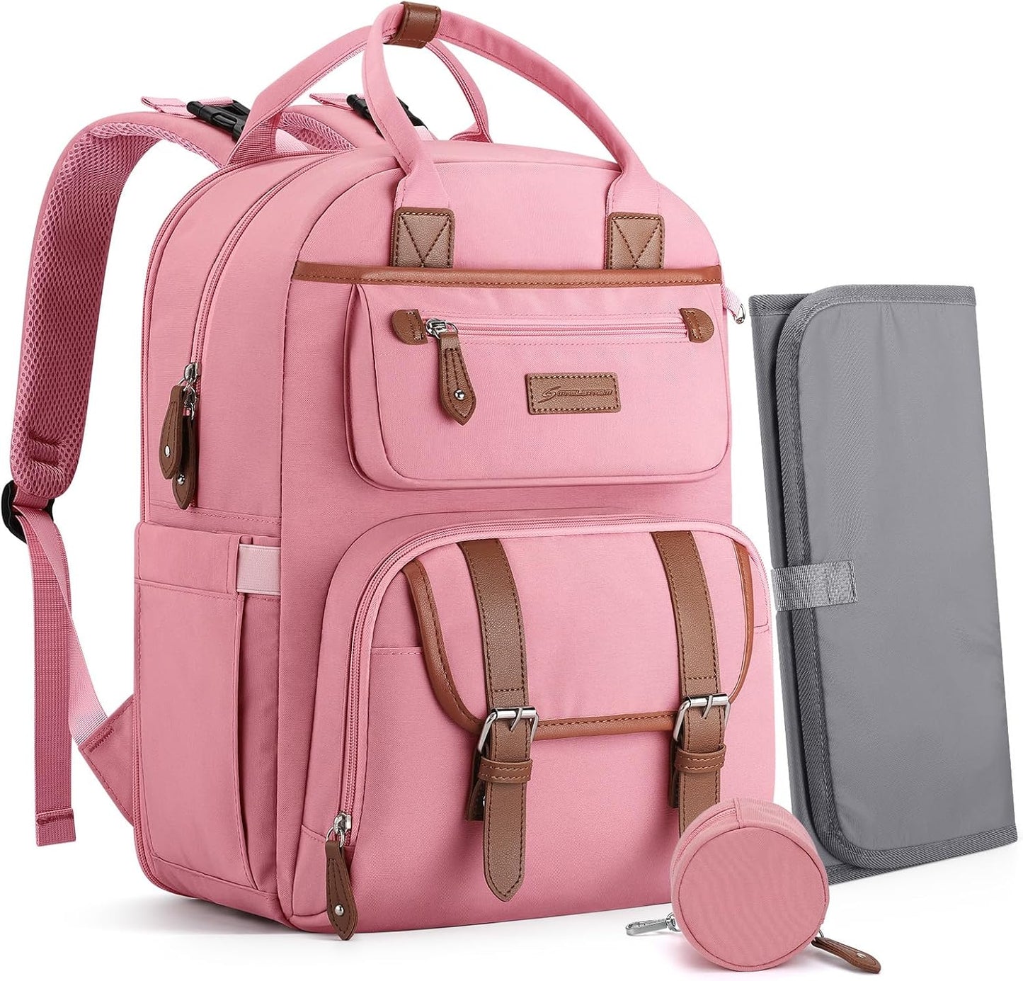 Maelstrom Diaper Backpack: Expandable 30L Pink Baby Bag