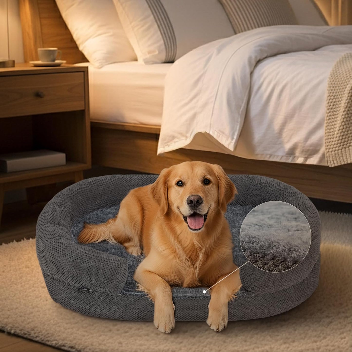Orthopedic Dog Bed for Large Dogs with Cozy Bolster Design