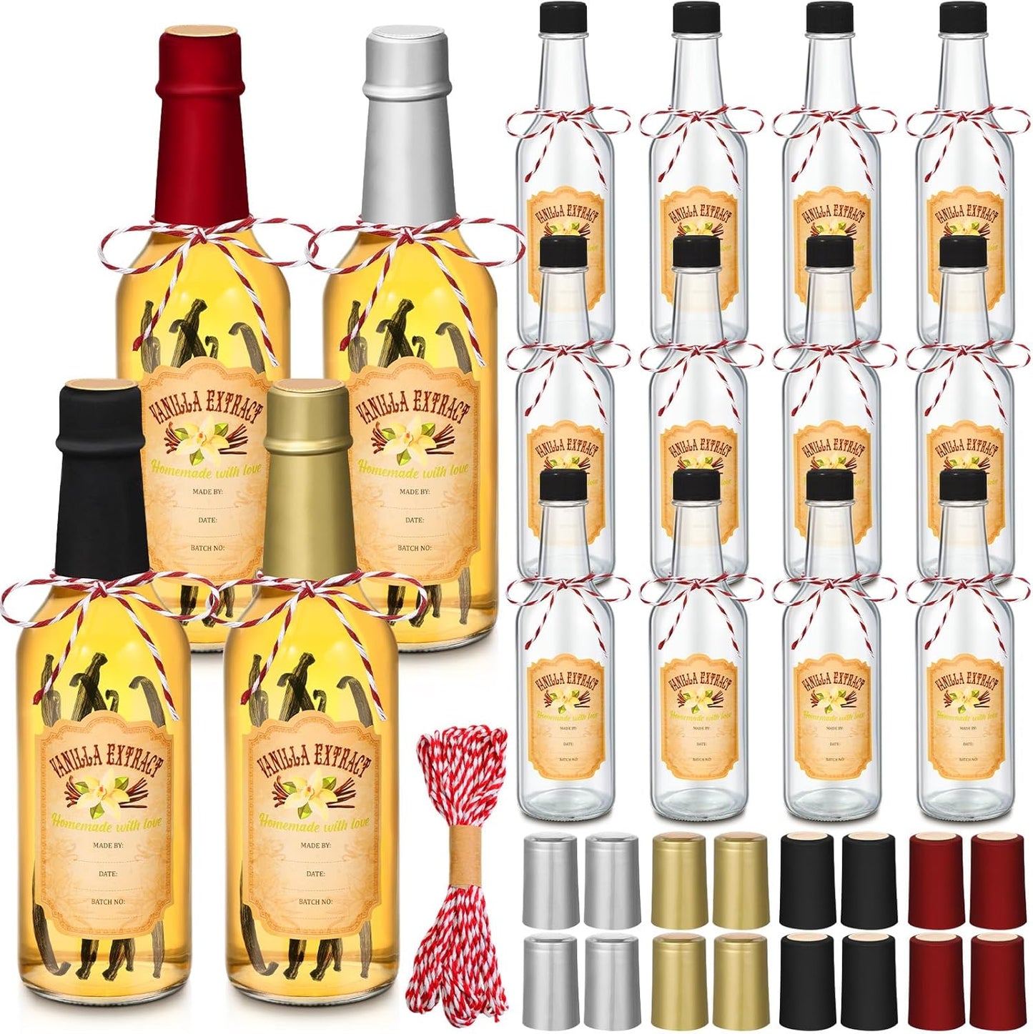 16 Pcs Vanilla Extract Bottles for Homemade Liquids Storage