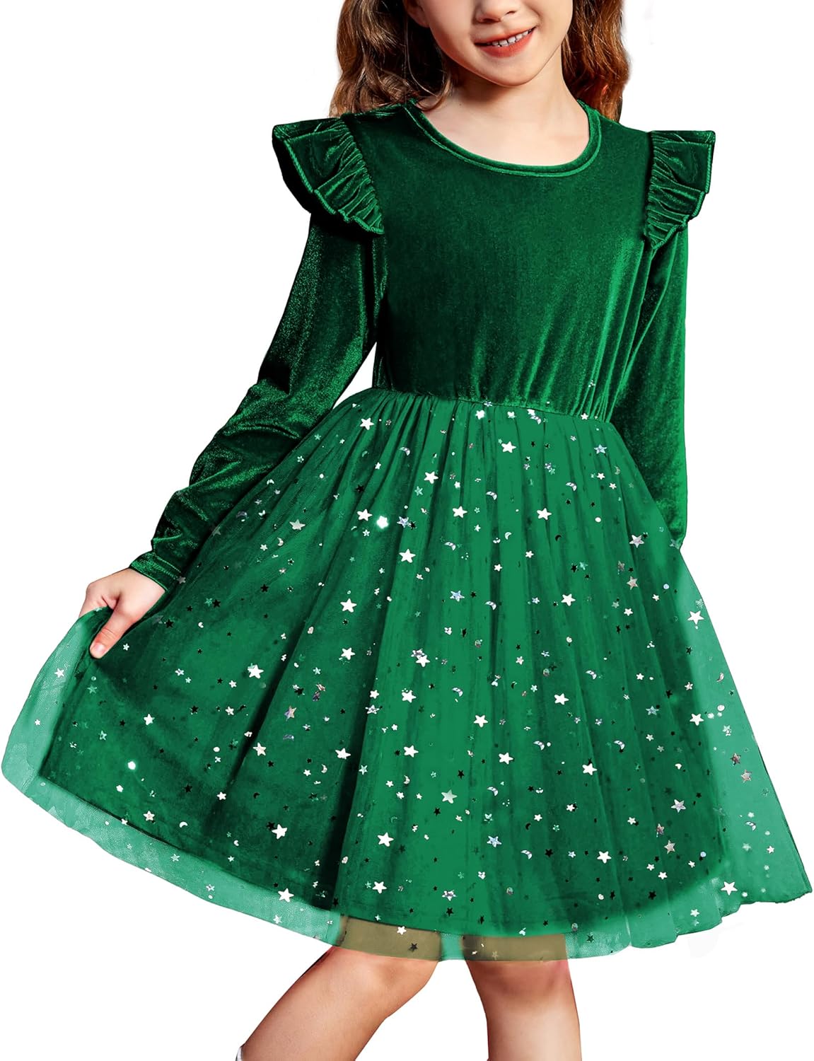 Toddler Tutu Dresses for Girls - Velvet Tulle Long Sleeve Dress
