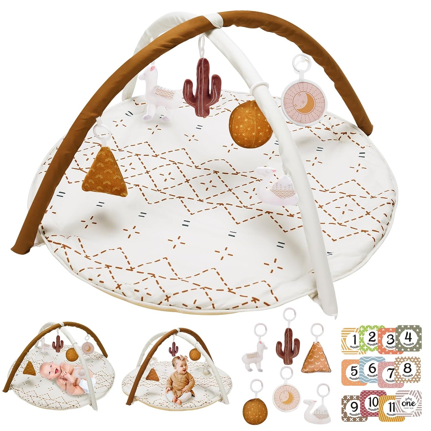 Macrame Baby Play Gym: Milestone Cards & Toys