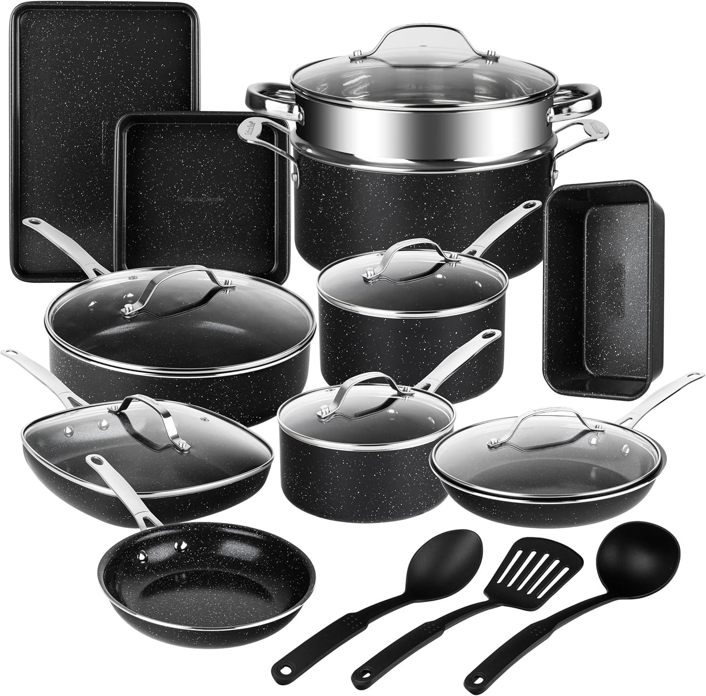 Granitestone 20 Pc Complete Pots and Pans Set Non Stick Cookware