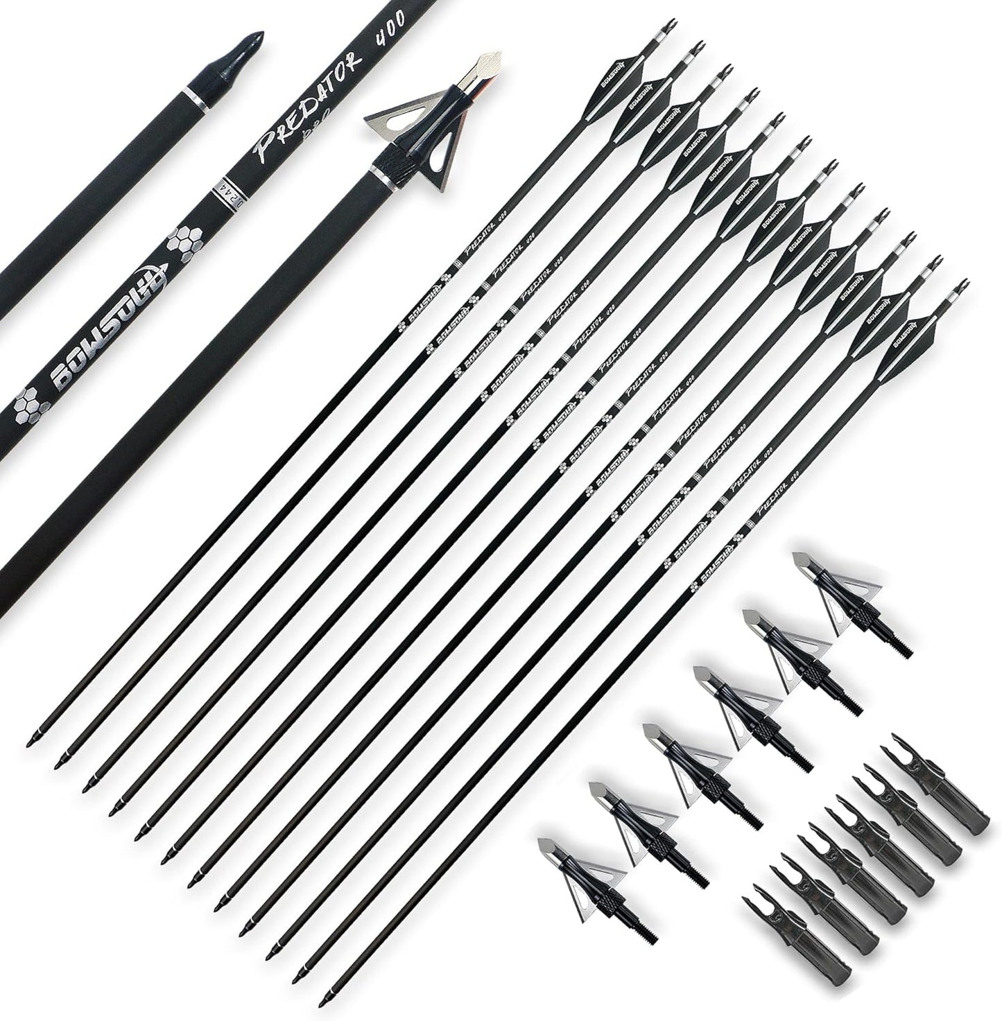 30inch Hunting Carbon Archery Arrows for Compound and Recurve Bows