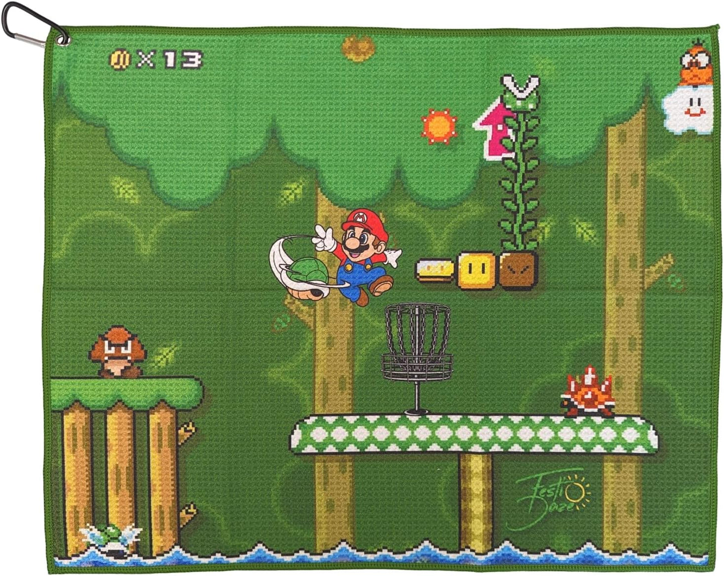 Vibrant Mario World Design Disc Golf Towel